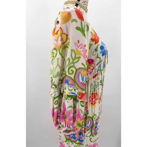 B58 FARM Rio Pineapple Floral Maxi Dress Small Boho Resort Vacation Tropical - Picture 6 of 10